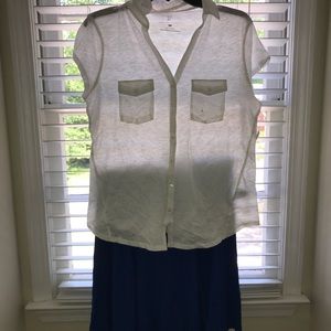 New York & Company Bundle: White Shirt/Blue Skirt
